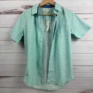 Hope‎ & Henry Boys Short Sleeve Blue Linen Blend Button Down Size XL NWT